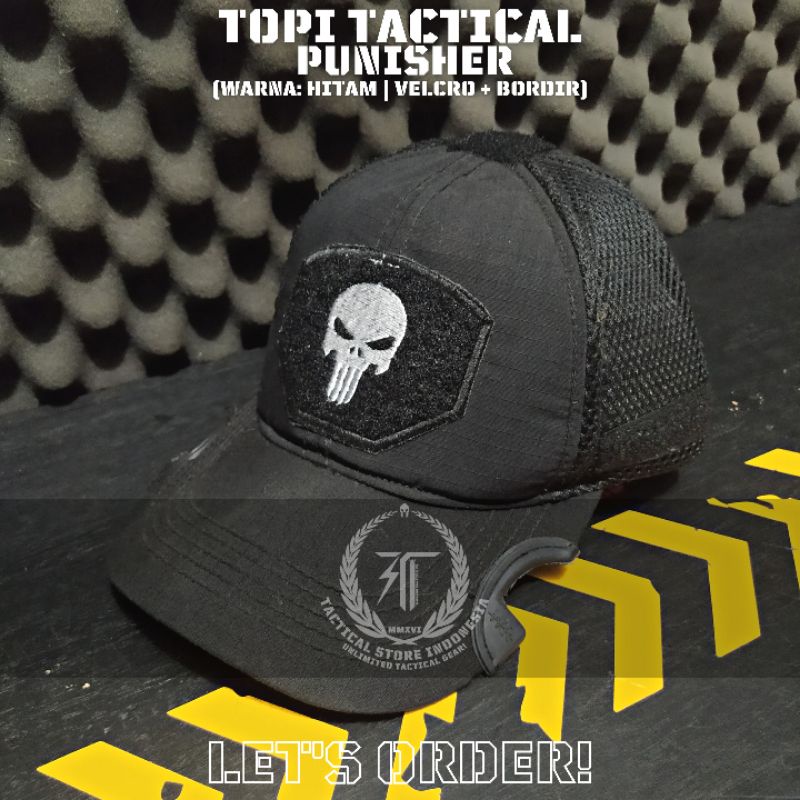 Topi Coak Tactical Punisher - Topi Tactical Velcro - Hitam