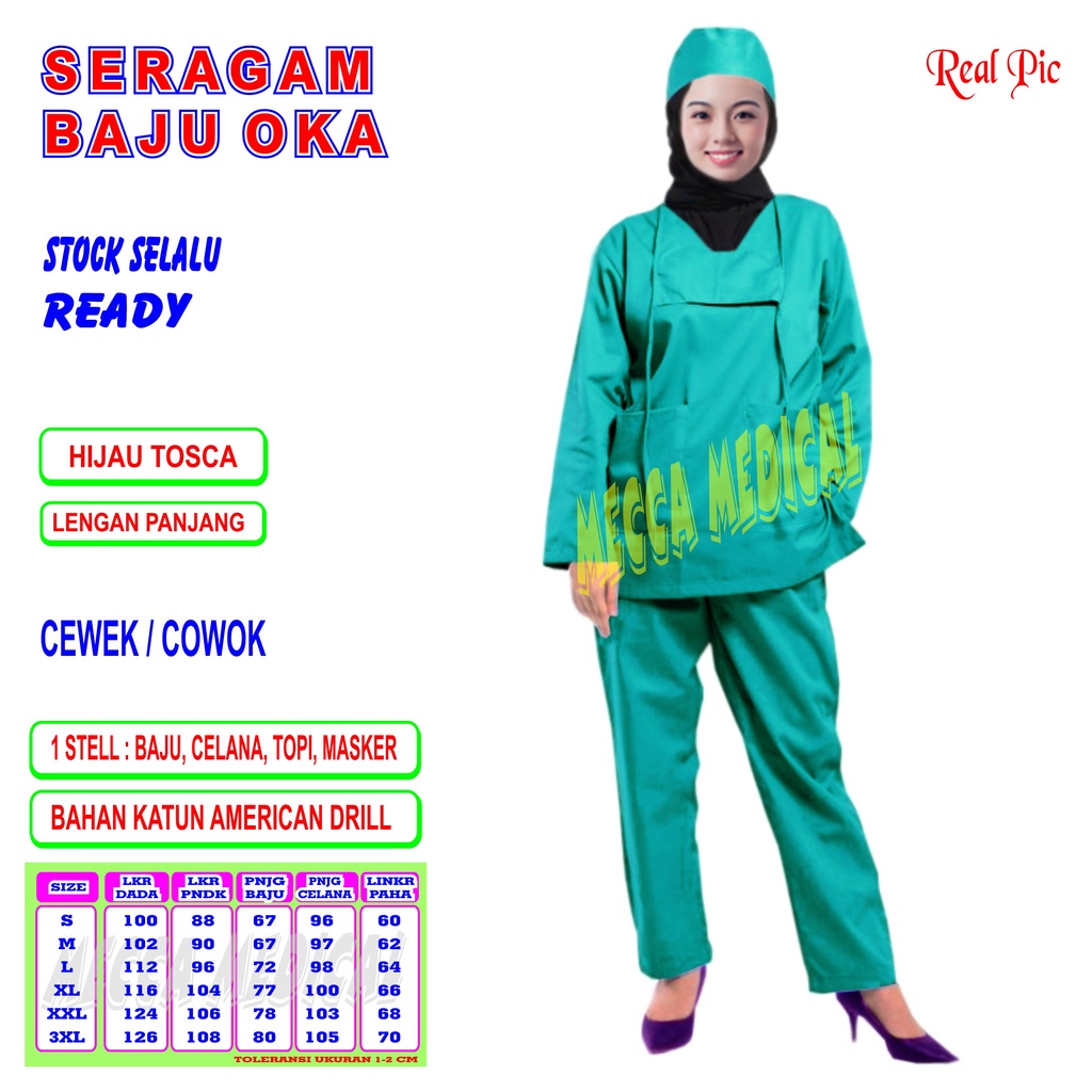 Baju Oka  Baju Jaga  Baju Perawat  Pria &amp; Wanita Lengan Panjang