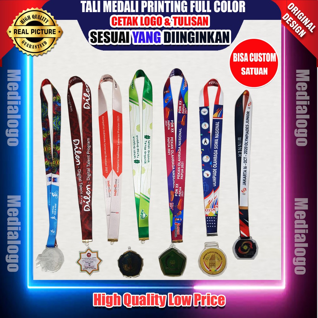 

TALI MEDALI PRINTING FULL COLOUR/Cetak Logo & Tulisan Sesuai Yang Diinginkan - PAKET EXCLUSIVE