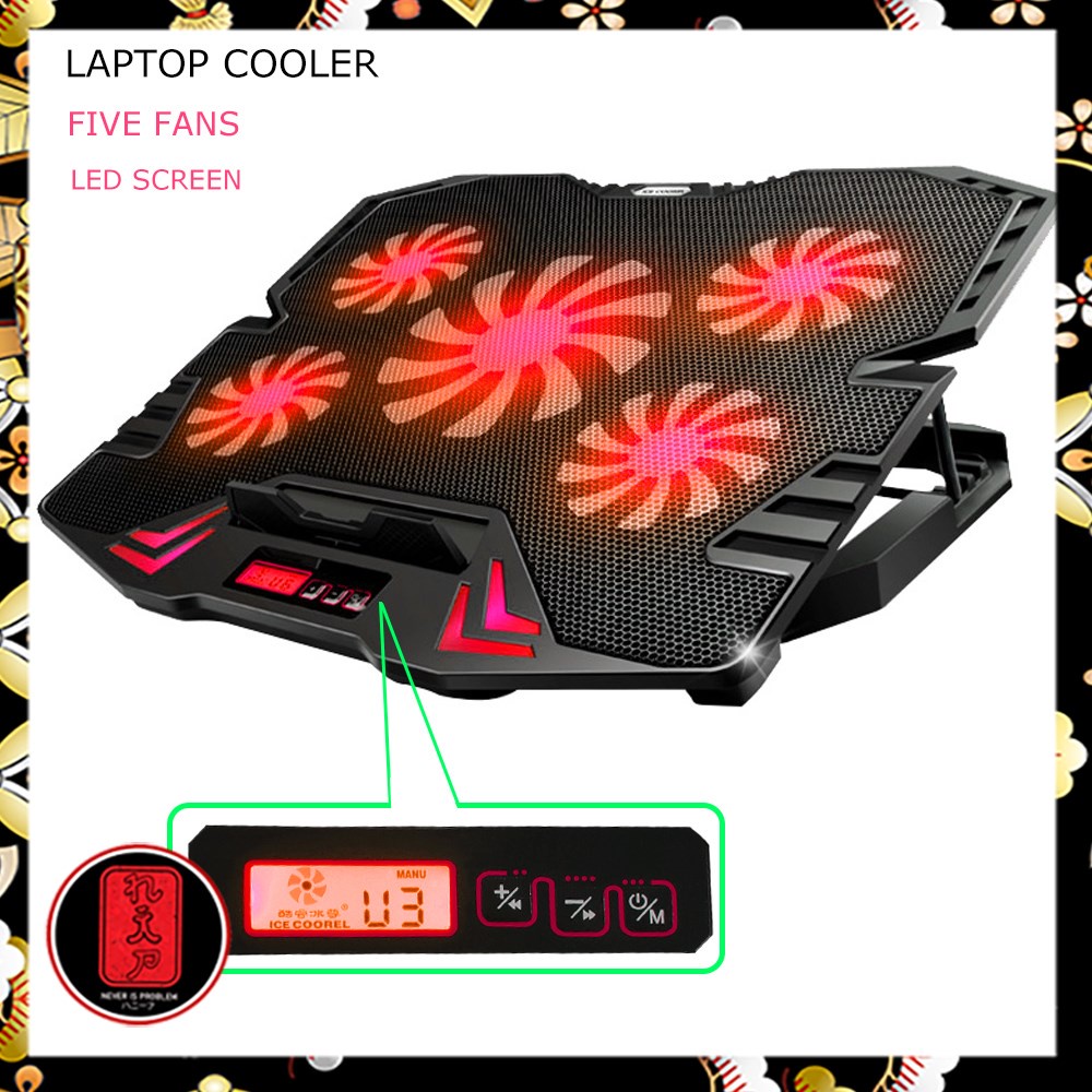 ICE COOREL FAN Cooling Pad Laptop 5 Kipas - K5