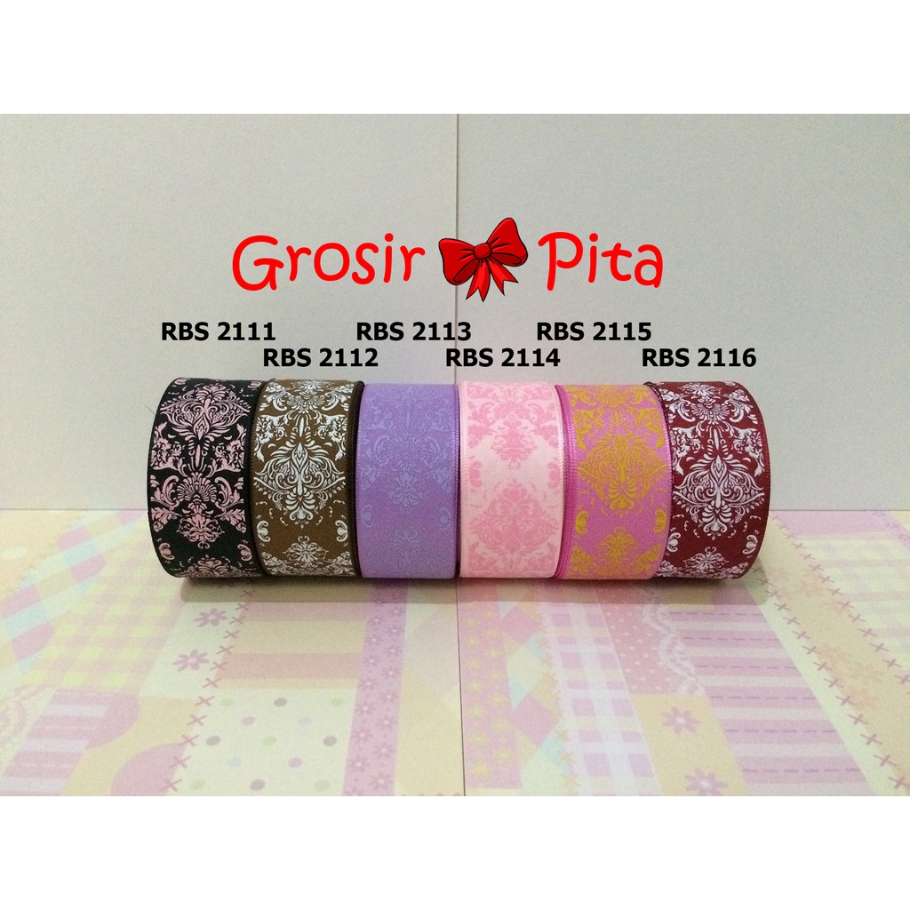 

(25 yard) Pita Satin Motif RBS 2111,2112,2113,2114,2115,2116 | Toko Bahan Craft | Grosir Pita