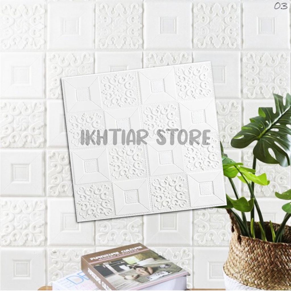 Wallpaper Dinding 3D Embossed Modern Foam Timbul Motif Batu Bata / Wall Sticker Dinding 3D Waterproof Brick / Wall Foam Dekorasi Dinding Kamar Rumah-SUNFLOWER