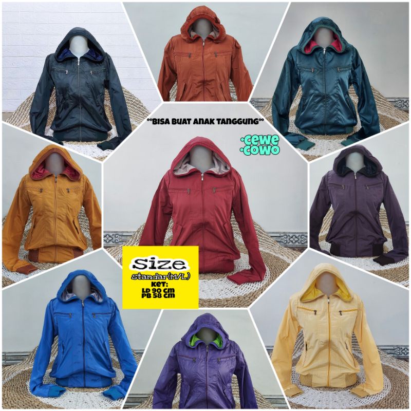 jaket parasut remaja/anak tanggung/dewasa/Ld 90 cm