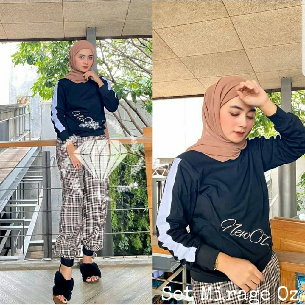 SET MIRAGE SIZE XL mF / SETELAN WANITA HIJAB / PAKAIAN WANITA MUSLIM / SETELAN KOTAK FASHION WANITA