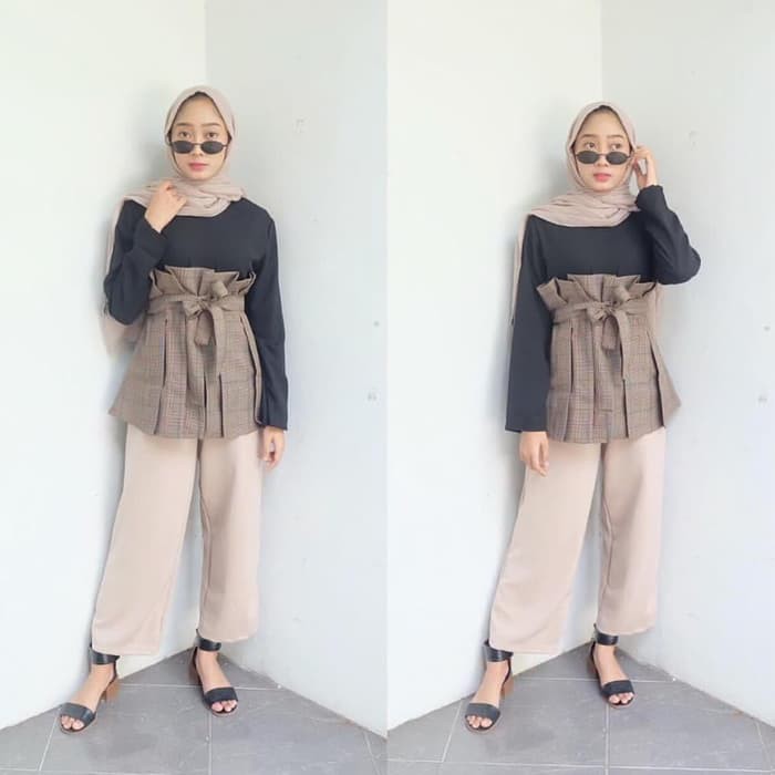 TERBARU Baju muslim wanita / Grosir pakaian murah / Atasan hitam : Lasha top TP TERMURAHHH