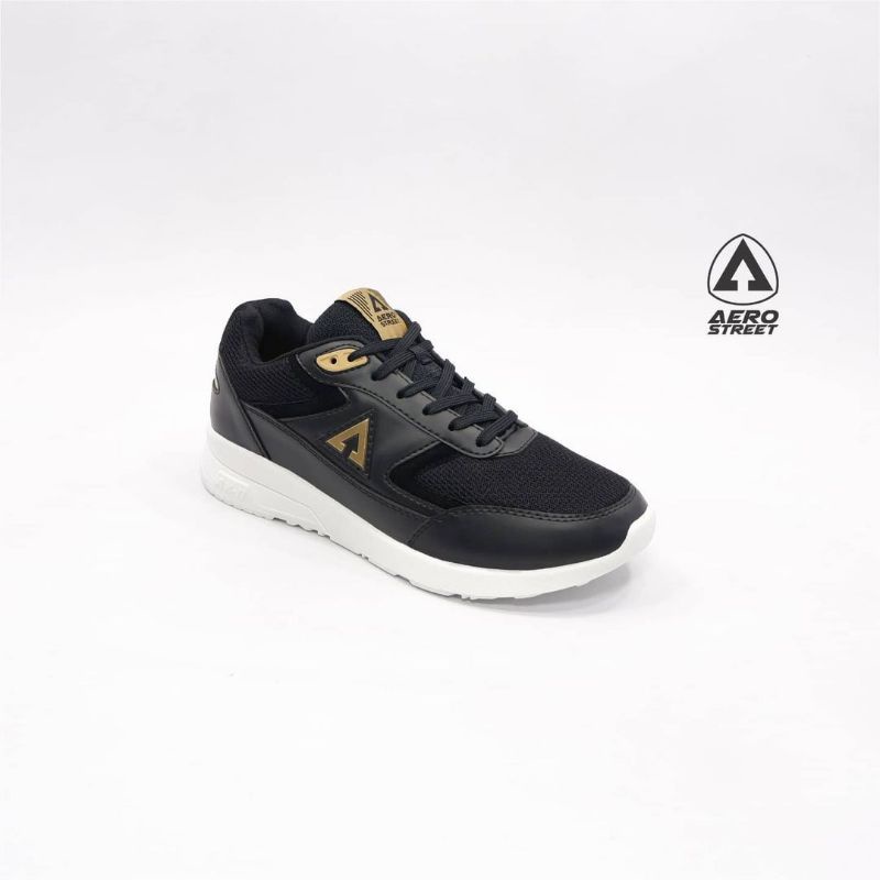 Aerostreet 37-43 OSAKA black gold - Sepatu Sneakers Casual Sport Sekolah Pria Wanita Aero Street medan