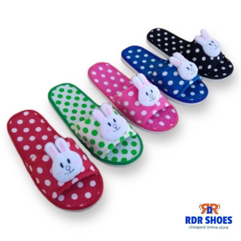 sandal rumah bulu yelvo ( rabbit polkadot )