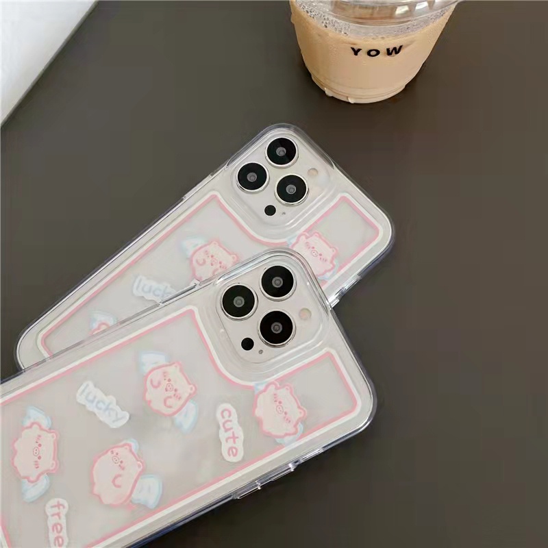 Case Pelindung Bahan Akrilik Transparan Motif Babi Untuk iPhone 13 Pro 13prm 11 7Plus 8Plus Xr XS 13 12 Pro Max