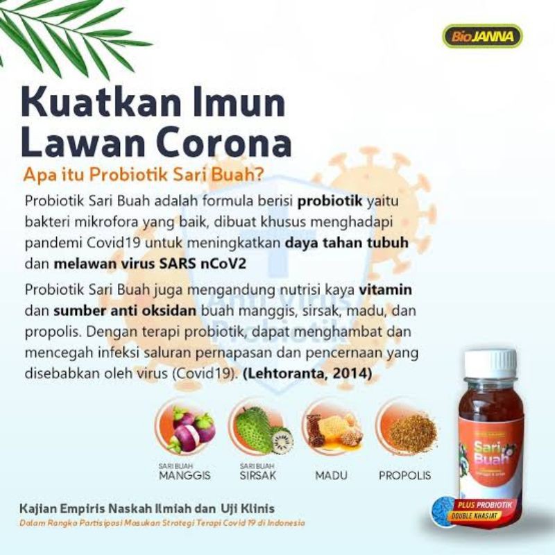 Sari Buah Probiotik SB-19 Biojanna Ada Segel dan Label