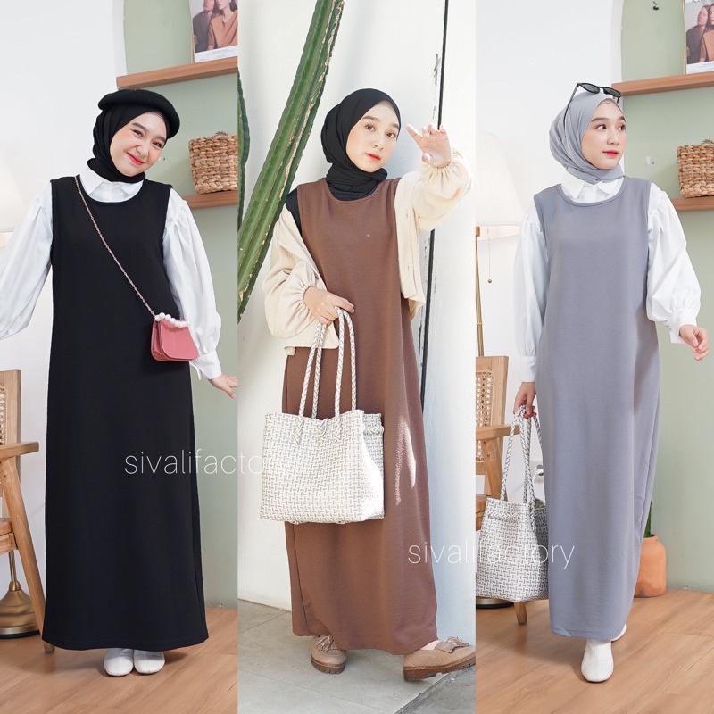 SIVALI Nora Long Dress | Inner Dress Panjang Bahan Tebal Tanpa Lengan - Inner Gamis Wanita Premium 2000