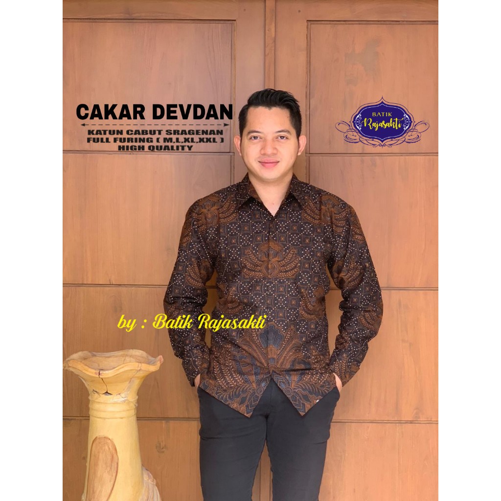 CAKAR DEVDAN RAJASAKTI BAJU KEMEJA BATIK PRIA SOLO LENGAN PANJANG PENDEK LAPIS FURING ATASAN PREMIUM