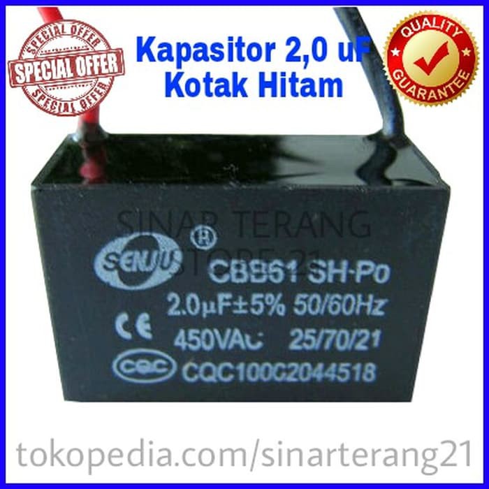 Kapasitor Kotak 2 5 Uf 450vac Kotak Hitam Capasitor 2 5 Mikro Kipas Cbb61 Shopee Indonesia