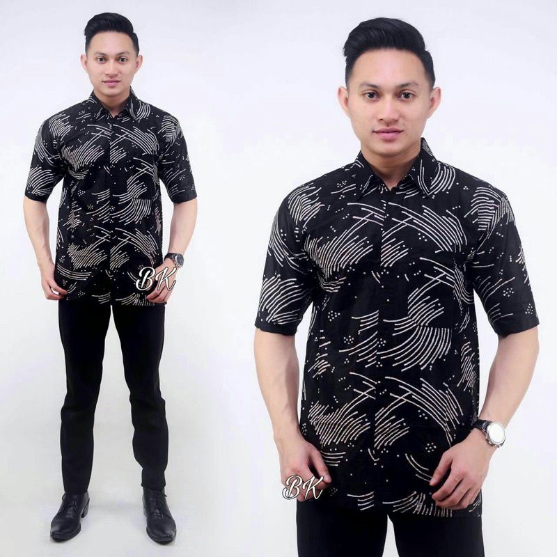 KEMEJA BATIK PRIA MODERN MOTIF HITAM MANIS CLASIk