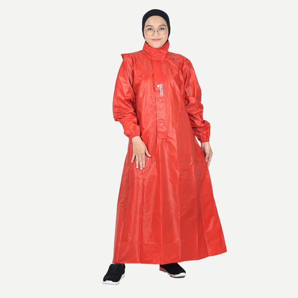 Jas Hujan Syari Jumbo Wanita Red Series