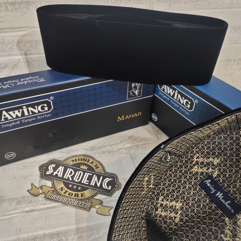 Songkok Awing Mahar Hitam Polos AC