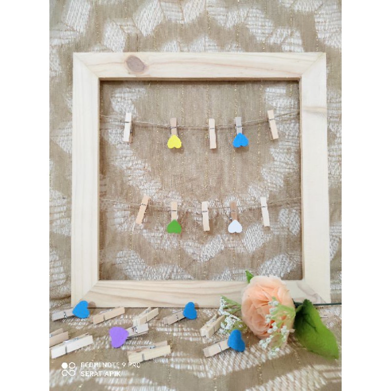 Polaroid Wall Decor - Gantungan Foto Polaroid Hiasan Dinding Natural Kayu Persegi