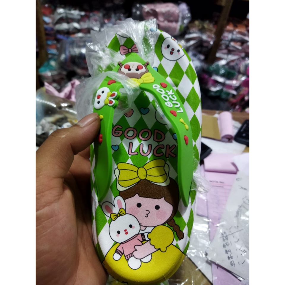 Sandal jepit anak perempuan chibi good luck 5019-A1 (24-35)sandal jepit anak perempuan terlaris