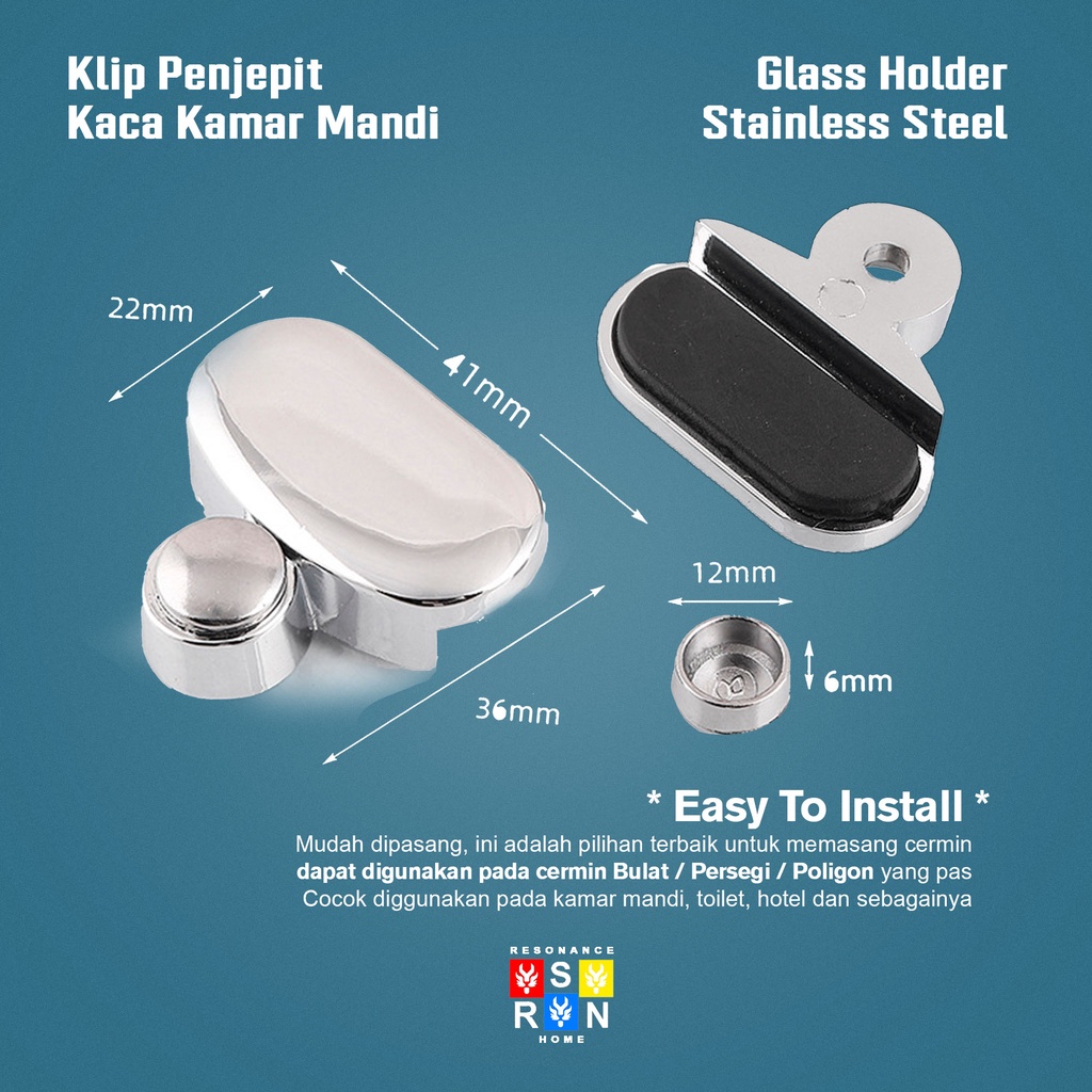 Penjepit Kaca - Cermin Oval / Glass Holder Resonance Home