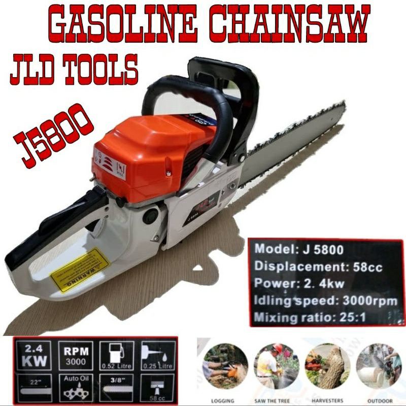 Chainsaw JLD Mesin gergaji pohon potong kayu JLD TOOLS 22 INCH chainsaw chain saw senso