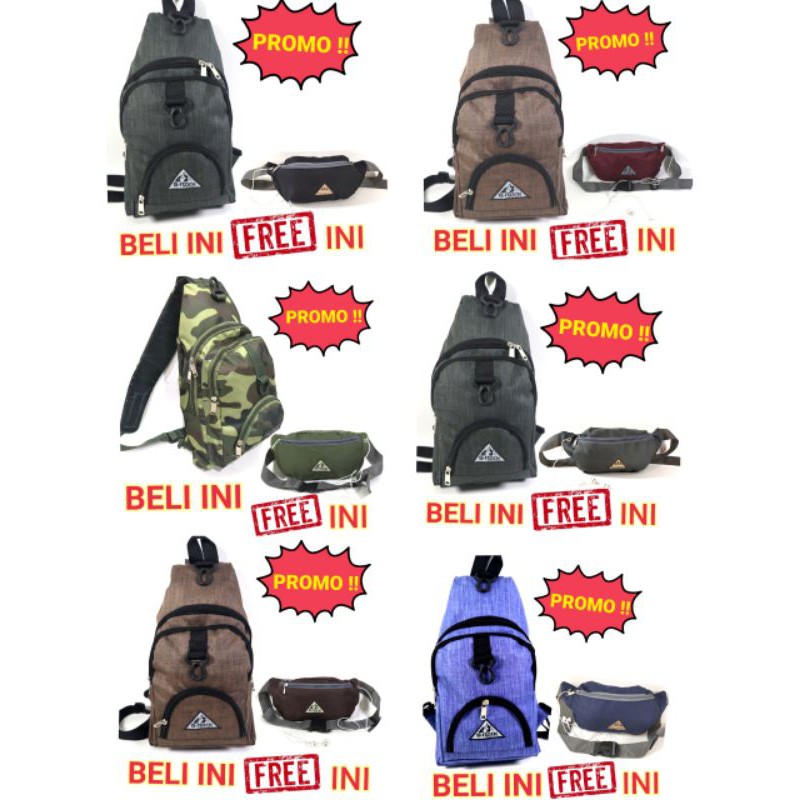 Promo Beli 1 Sling Bag FREE 1 Waistbag