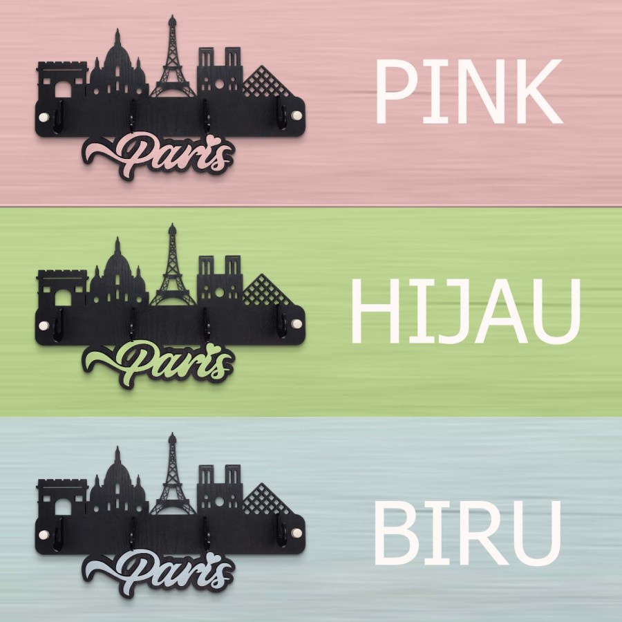 Mega_1688 Rak Gantungan Kunci Set Sama Gantungan motif PARIS MG996