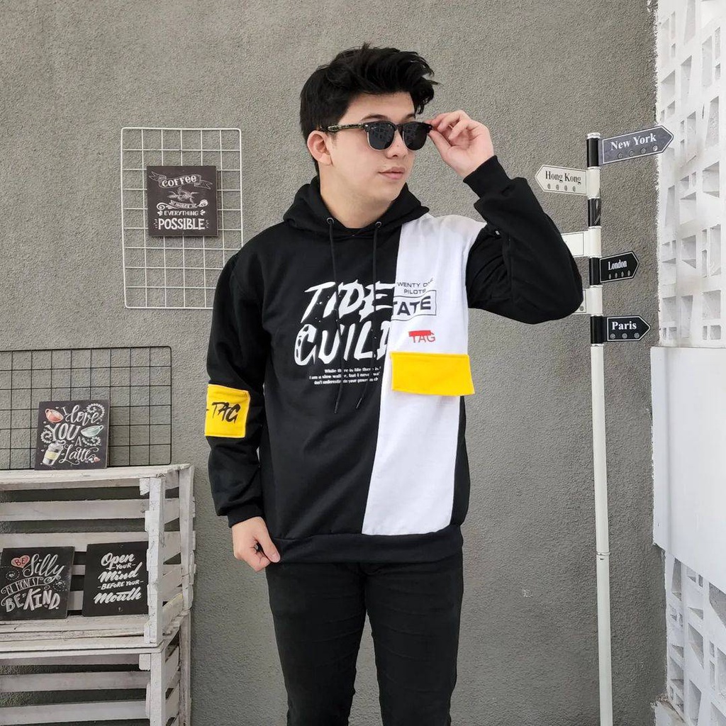 TIDE GUILD Hoodie Sweater Oversize Pria Dewasa Desain Kasual Gaya Trendy Fashion Terkini Korean Style Jacket