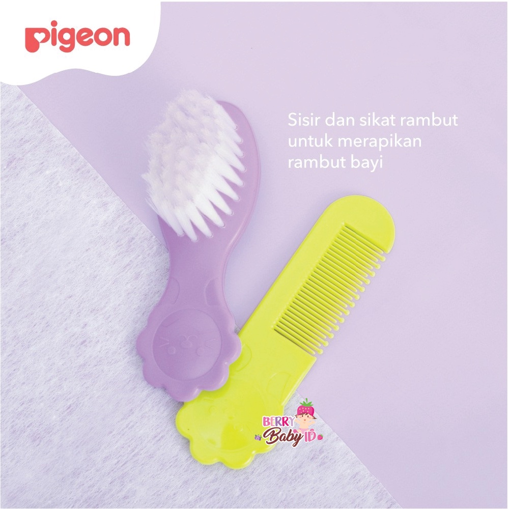 Pigeon Comb &amp; Brush Set - Paket 2 Sikat &amp; Sisir Lembut Rambut Bayi 0m+ Berry Mart