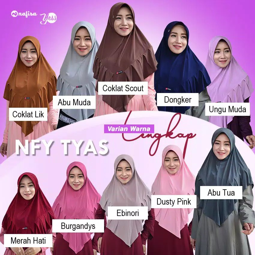 Jilbab Nafisa Yess/NF Tyass/Jilbab Rempel/HIjan Instan/Kerudung Syari