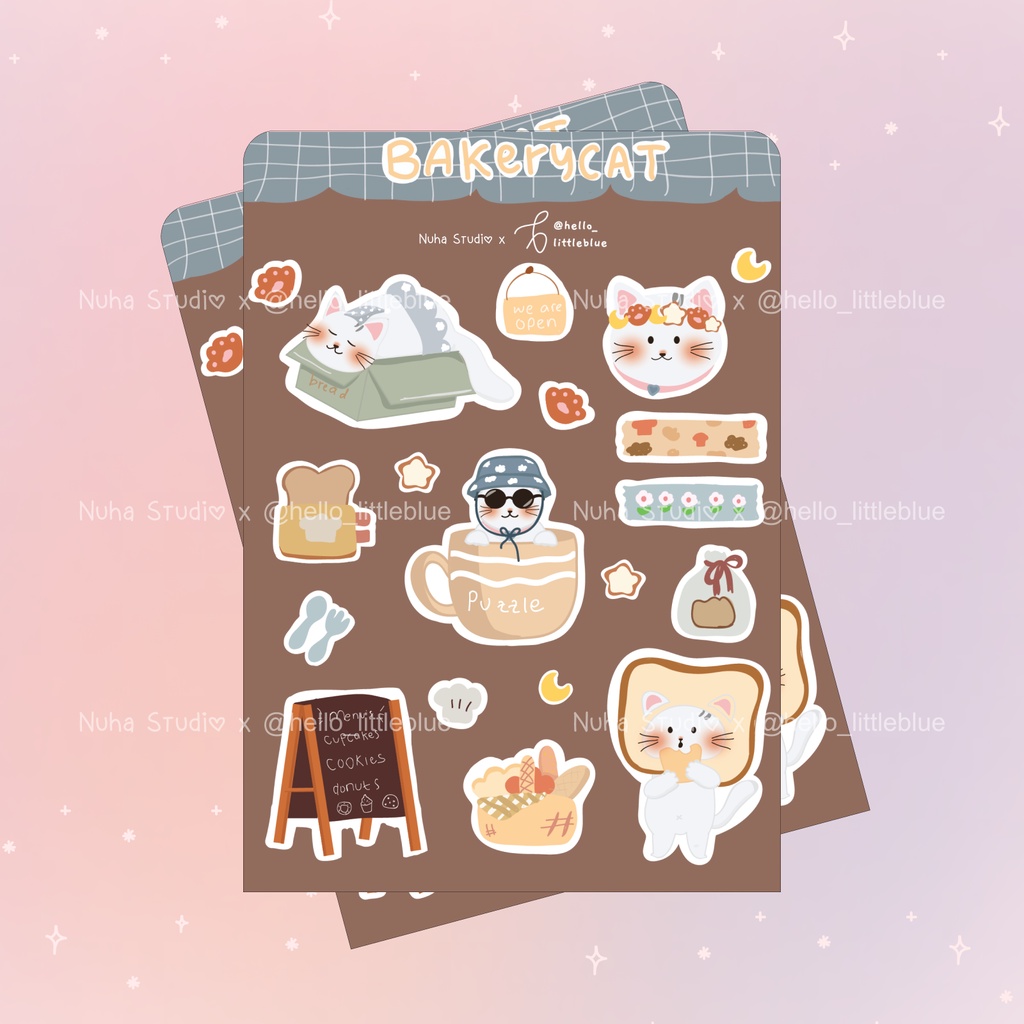 

Sticker by Hello_Littleblue | Bakery Cat Sticker Kucing Kafe Roti | Aesthetic Sticker Estetik Stiker HP Laptop Botol Cute Waterproof Scrapbook Diary Journal Bujo Anti Air