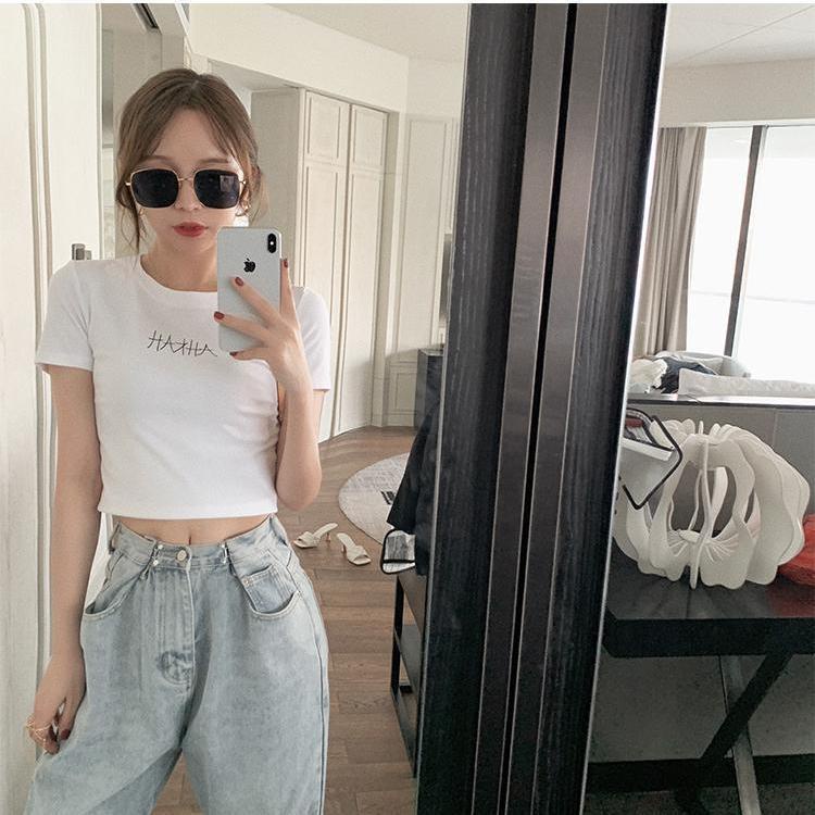 Celana Panjang High Waist Korean Straight Jeans Jeans Wanita Kekinian Biru salju