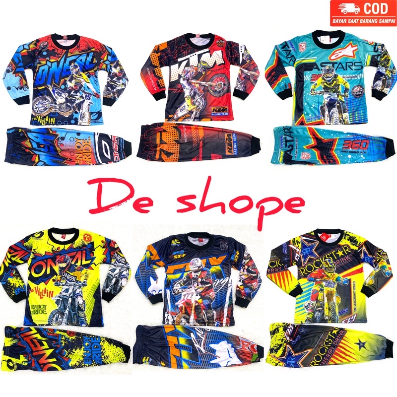 SETELAN BAJU MOTOR CROSS ANAK UNTUK 1 TAHUN - 10 TAHUN / BAJU BALAP MOTOR ANAK TERBARU / BAJU SEPEDA