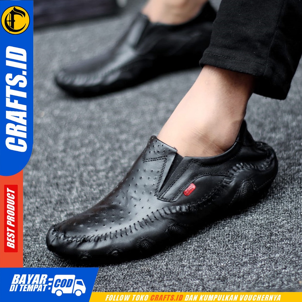 CRAFTS mesi - Sepatu Pantofel Formal Kulit Asli Kerja Slop Pria