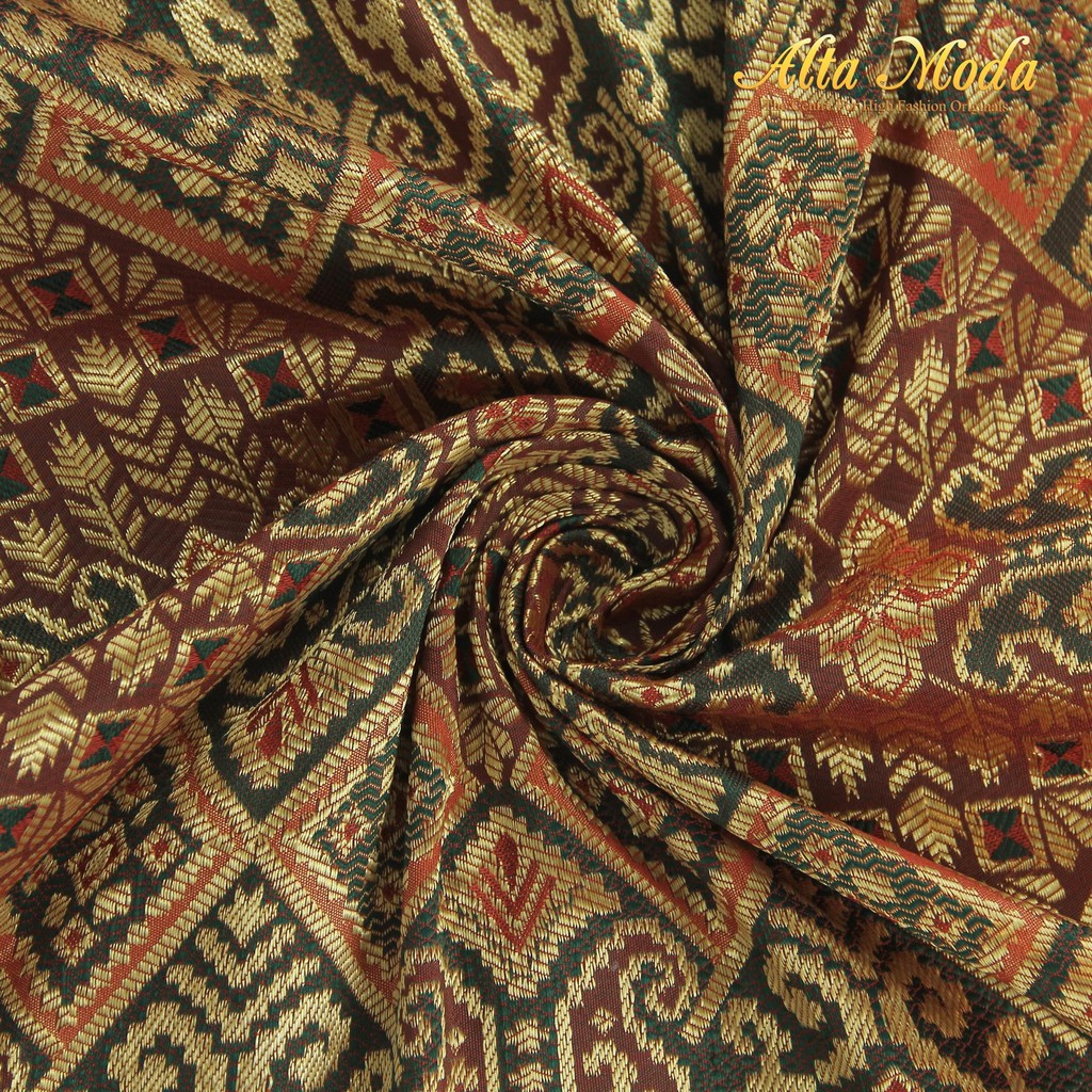 

Alta Moda Songket Motif Palembang Hijau Army Mix Benang Gold (1M)