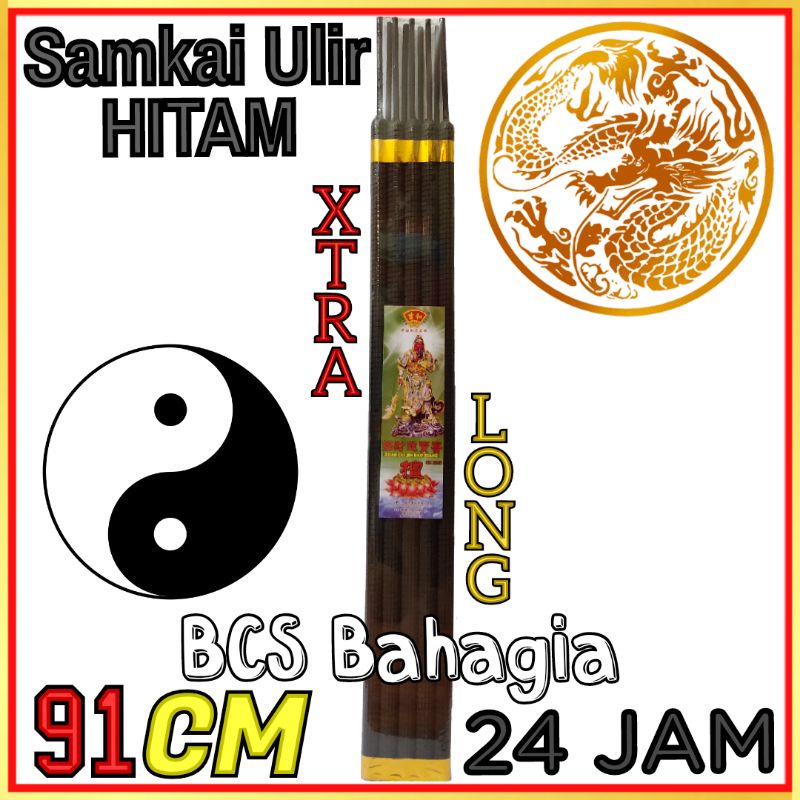 Hio Dupa Warna Item Isi 9 Batang Durasi 24 Jam Samkai Ulir Stik Hitam Besar Wangi Aroma 1000 Bunga / Black Incense Stick Big 24 Hours