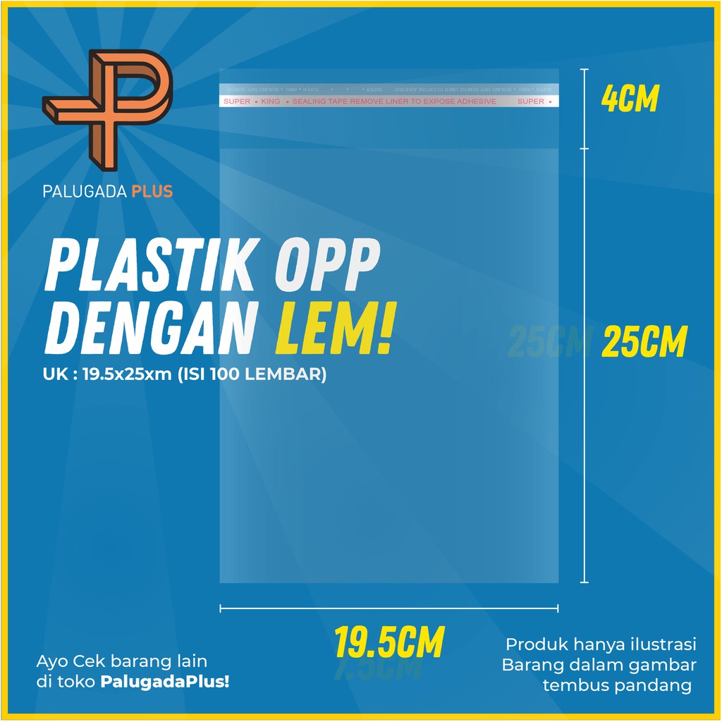 

PLASTIK OPP LEM UK 19.5x25cm +4cm (LEM) 1pack isi 100