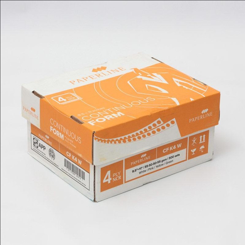 

Continuous Form 4 ply (Full ) 9.5" x 11" l 500 sets l 2000 sheets / 4 ply Full Paperline