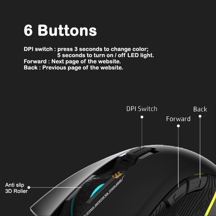 Mouse Gaming / Gaming Mouse HP G360 - 6200DPI RGB 6 Button Macro Mouse