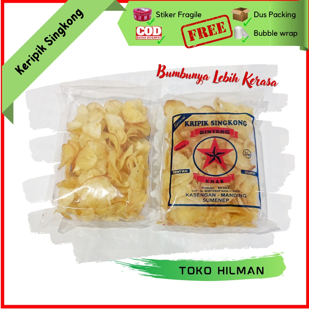 

Keripik Singkong Madura Kripik Tela Ketela Pohon Cap Bintang Emas Khas Madura Kasengan