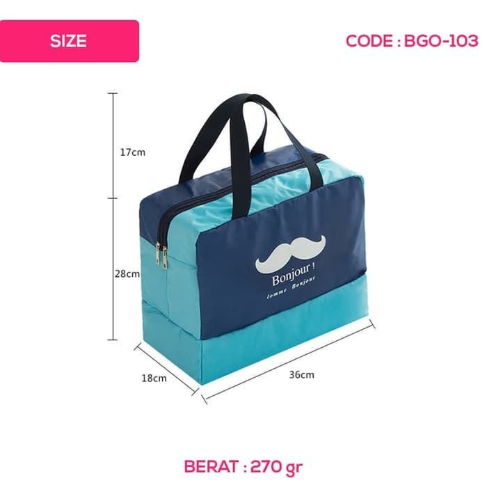 TRAVEL SMILE MOUSTACHE TAS HANDBAG MULTIFUNGSI ORGANIZER