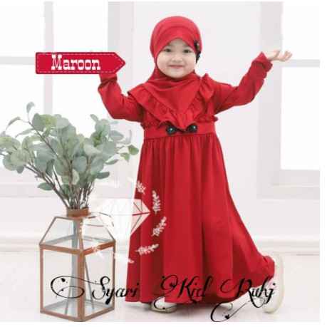 GAMIS SYARI ANAK PEREMPUAN USIA 2-5 TAHUN GAMIS ANAK CEWEK MODEL TERBARU BAHAN MOSCREPE KEKINIAN