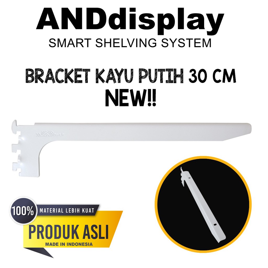 BRACKET KAYU 30 CM PUTIH DAUN BRAKET SIKU AMBALAN RAK DINDING 30CM ANDDISPLAY