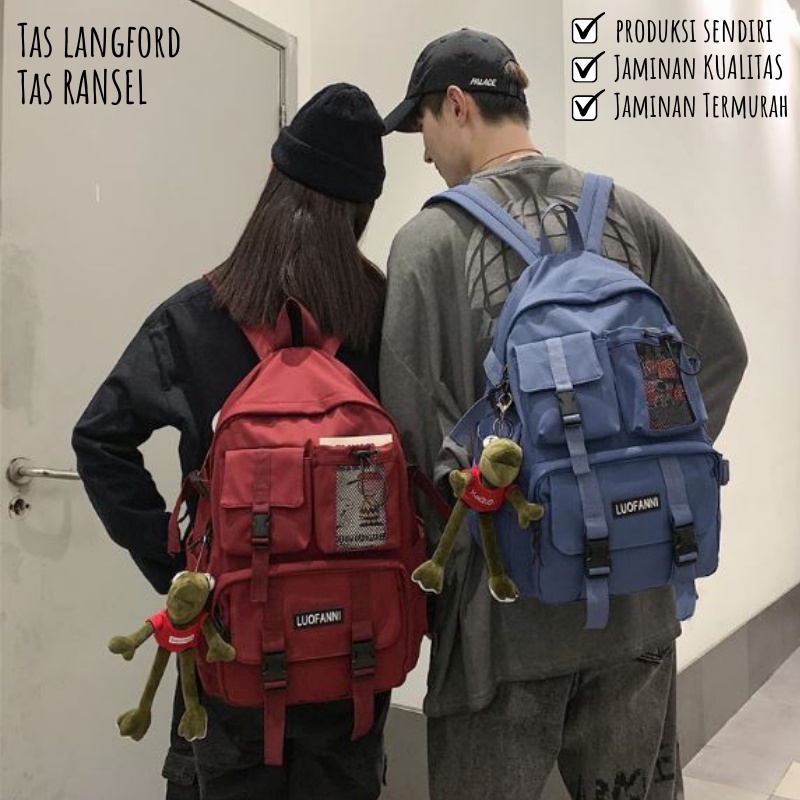 Tas Ransel Backpack Punggung Terbaru Simpel Casual Sekolah Kuliah Outdoor Pria Wanita 001