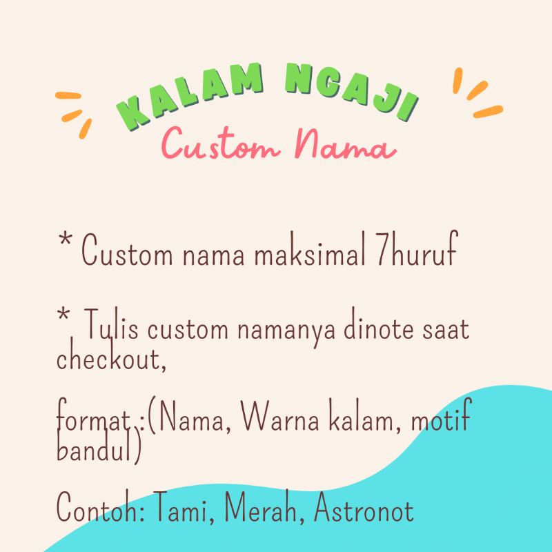 TUDING NGAJI CUSTOM NAMA - BEBAS PILIH BANDUL - KALAM NGAJI - PETUNJUK NGAJI