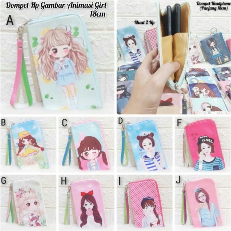 Dompet Handphone  / Dompet girl / Dompet Animasi / Dompet Panjang Hp 15cm &amp; 18cm