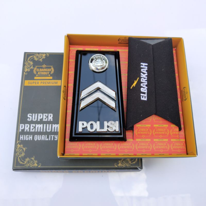 SATU PAKET HEMAT PANGKAT BRIPTU MONOGRAM KEWENANGAN POLRI / ATRIBUT POLRI / FUL AKRILIK GLOSY briptu polri pankat briptu PANGKAT POLISI BINTRARA