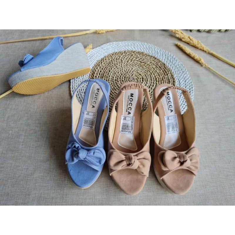 ABBUSHOES Ss 31-wedges jeans sandal tali wanita 7cm