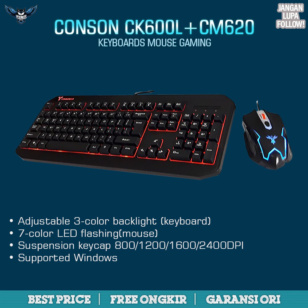 KEYBOARD MOUSE GAMING CONSON CK600L + CM620