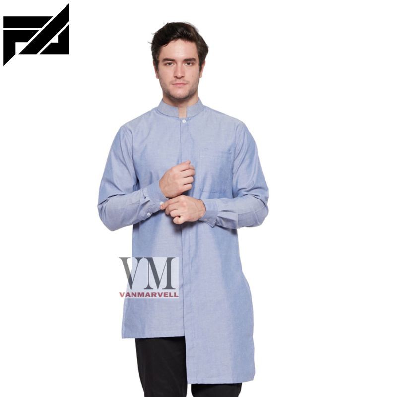 TERBARU VM Baju Koko Jumbo Gamis Koko Panjang Biru Muda -