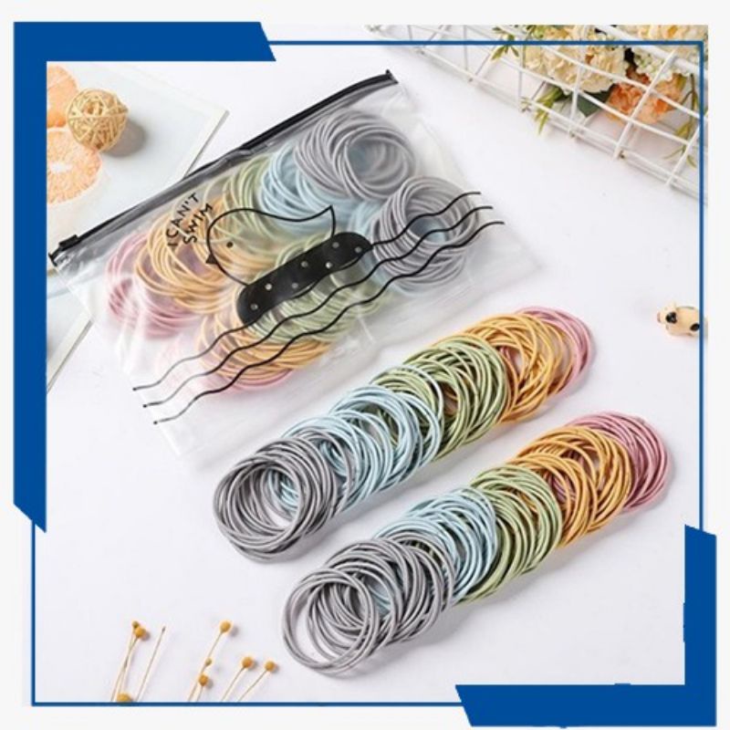 Ikat Karet Rambut 100pcs Warna Polos Gaya Korea / Ikat Rambut Elastis Hair Ties