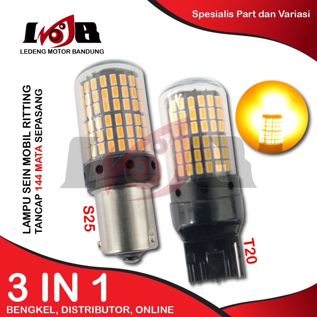 T20 S25 Sen Led 144 Mata Lampu Sein Mobil Riting Putar Tancap Sepasang